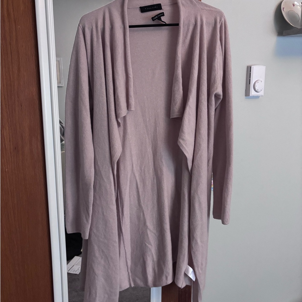 Tahari Soft Pink Open Front Cardigan